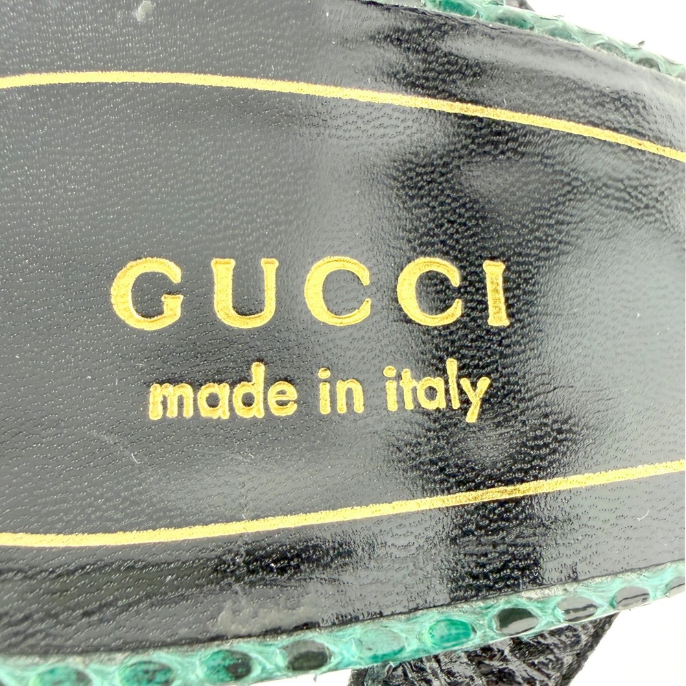 Gucci Green Python Platform Heels 38 Runway Frida… - image 7